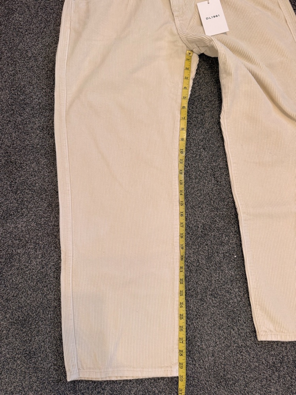 DL1961 Woman’s Cream Corduroy Pants Drue Straight Sz 32 - about US12/14 NWTS - Picture 8 of 10
